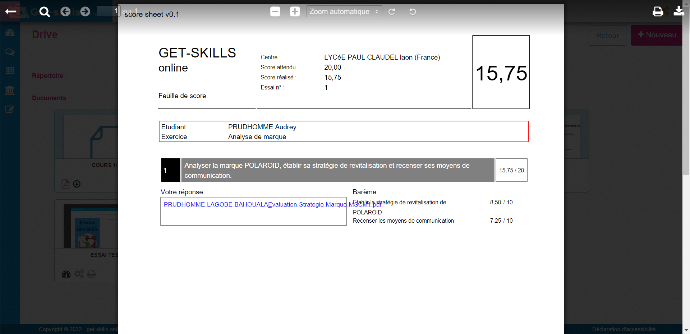 imprimer les feuilles de score