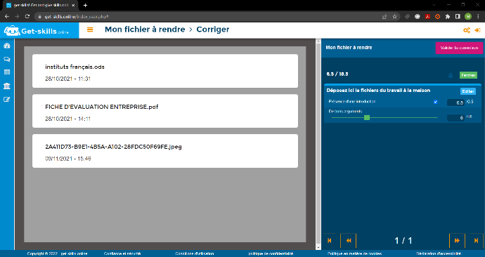 Barème avec module d'aide à la correction sur Get-Skills